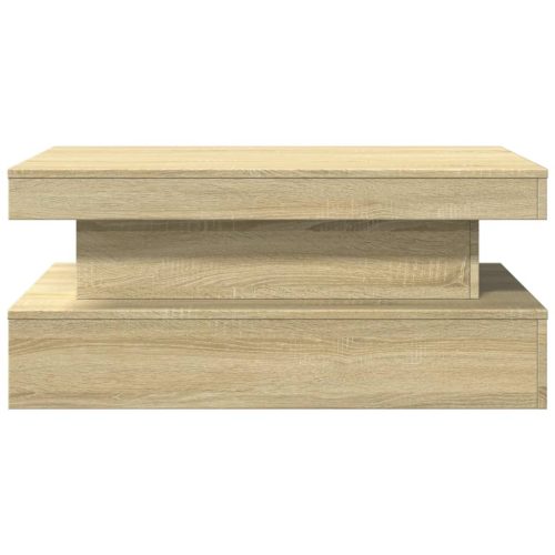  sonoma tölgy színű dohányzóasztal LED-lámpákkal 90x50x40 cm