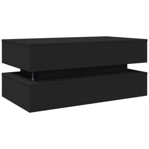  fekete dohányzóasztal LED-lámpákkal 90x50x40 cm