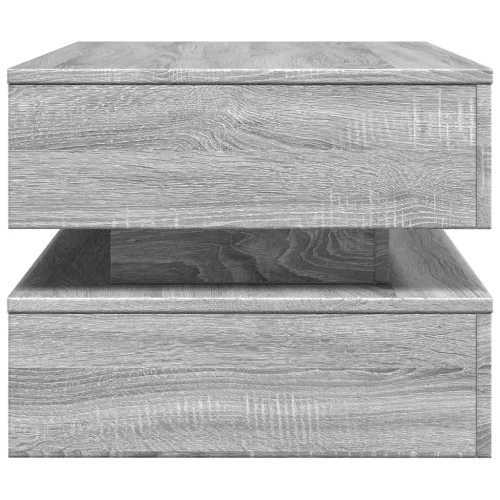  szürke sonoma színű dohányzóasztal LED-lámpákkal 90x50x40 cm