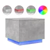  betonszürke dohányzóasztal LED-lámpákkal 50 x 50 x 40 cm