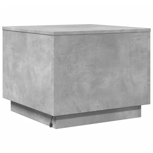  betonszürke dohányzóasztal LED-lámpákkal 50 x 50 x 40 cm