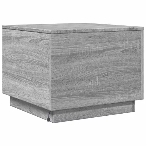  szürke sonoma színű dohányzóasztal LED-lámpákkal 50x50x40 cm