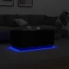  fekete dohányzóasztal LED-lámpákkal 90x50x40 cm