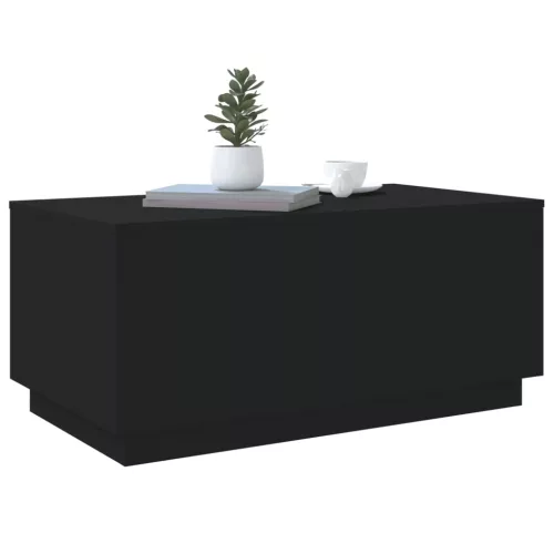  fekete dohányzóasztal LED-lámpákkal 90x50x40 cm