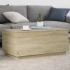  sonoma tölgy színű dohányzóasztal LED-lámpákkal 90x50x40 cm