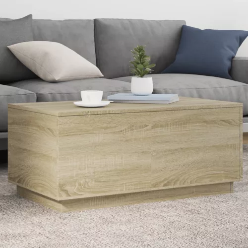  sonoma tölgy színű dohányzóasztal LED-lámpákkal 90x50x40 cm