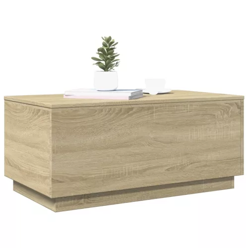 sonoma tölgy színű dohányzóasztal LED-lámpákkal 90x50x40 cm