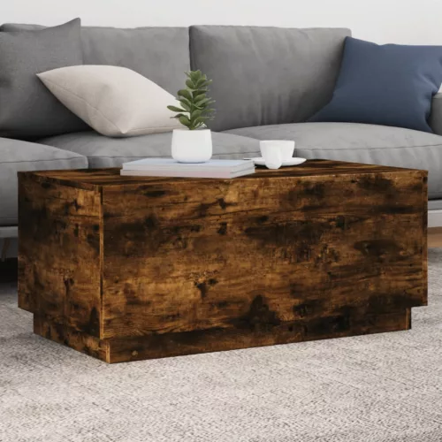  füstös tölgy színű dohányzóasztal LED-lámpákkal 90x50x40 cm