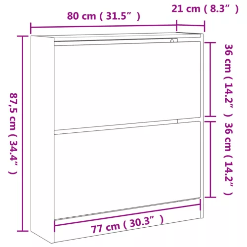  betonszürke szerelt fa cipőszekrény 80 x 21 x 87,5 cm