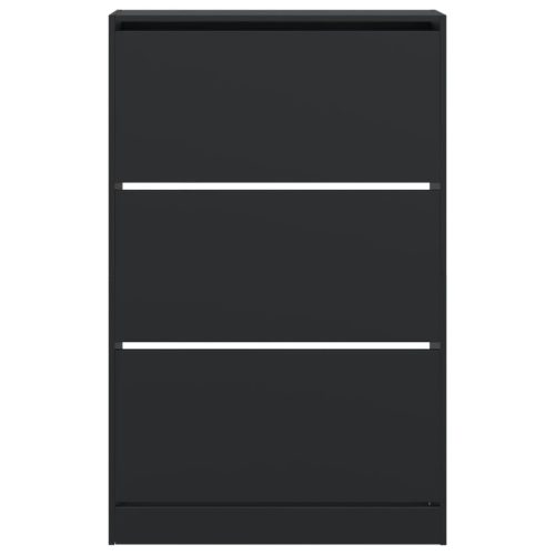  fekete szerelt fa cipőszekrény 80 x 21 x 125,5 cm