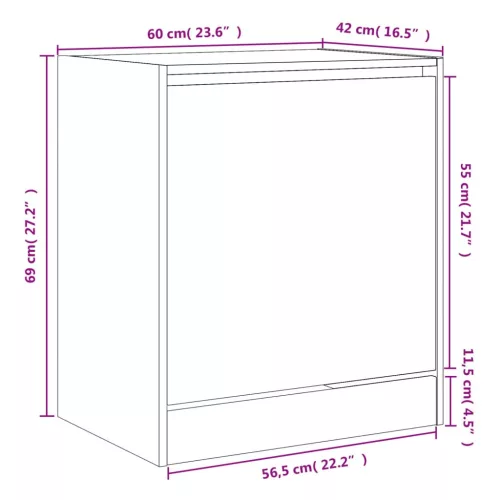  fekete szerelt fa cipőszekrény 60 x 42 x 69 cm