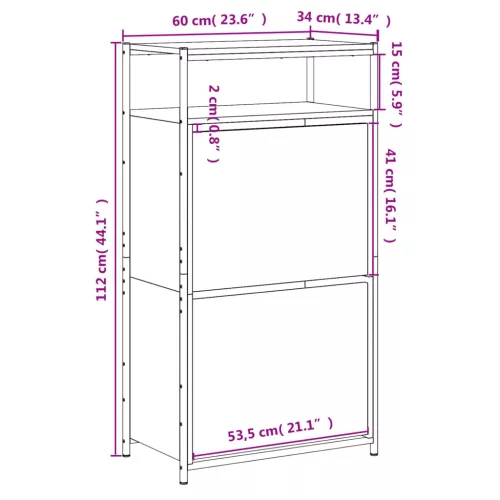 fekete szerelt fa cipőszekrény 60x34x112 cm