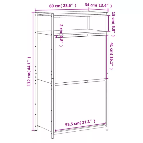  füstös tölgy színű szerelt fa cipőszekrény 60x34x112 cm