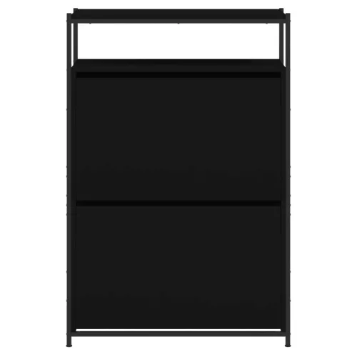  fekete szerelt fa cipőszekrény 75x34x112 cm