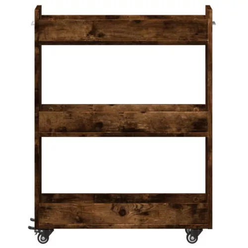  füstös tölgy színű szerelt fa szekrény kerekekkel 60x22x79 cm