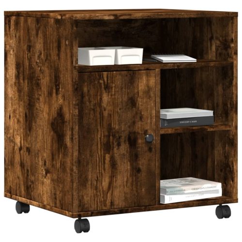  füstös tölgy színű nyomtatóállvány kerekekkel 60x50x67 cm