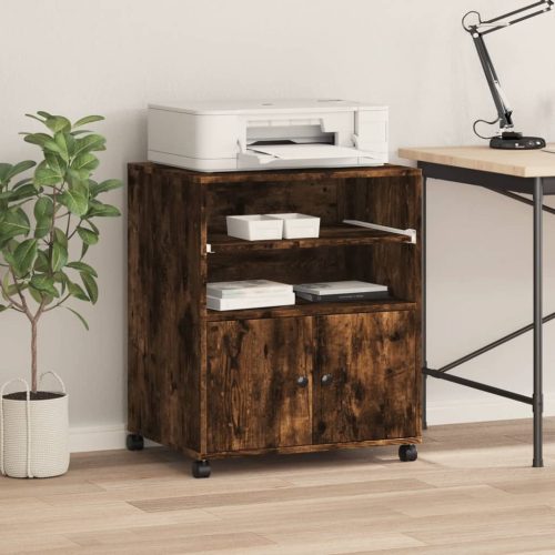  füstös tölgy színű nyomtatóállvány kerekekkel 60x48x74 cm