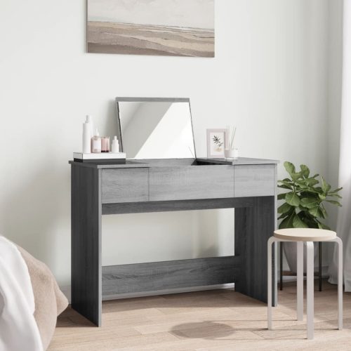  szürke sonoma színű fésülködőasztal tükörrel 100x45x76 cm