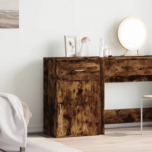  füstös tölgy színű szerelt fa tárolószekrény 56,5 x 39 x 90 cm