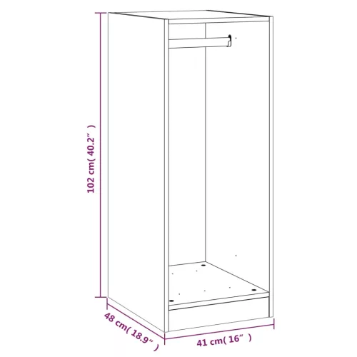  füstös tölgy színű szerelt fa ruhásszekrény 48 x 41 x 102 cm