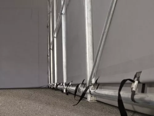 TP WIKINGER 5x10m 2,6m oldalmagas ponyvagarázs / sátorgarázs, PVC 850 ponyva - szürke