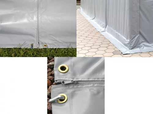 TP WIKINGER 5x10m 2,6m oldalmagas ponyvagarázs / sátorgarázs, PVC 850 ponyva - szürke