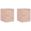  2 db rózsaszín acél éjjeliszekrény 34,5 x 39 x 44 cm