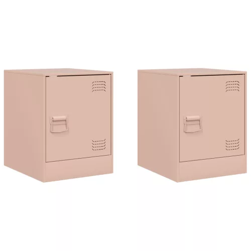  2 db rózsaszín acél éjjeliszekrény 34,5 x 39 x 44 cm