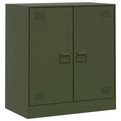  olívazöld acél tálalószekrény 67 x 39 x 73 cm