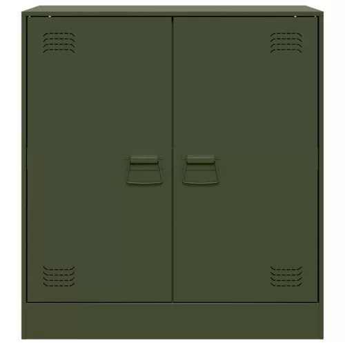  olívazöld acél tálalószekrény 67 x 39 x 73 cm