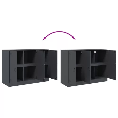  antracitszürke acél tálalószekrény 99x39x73 cm