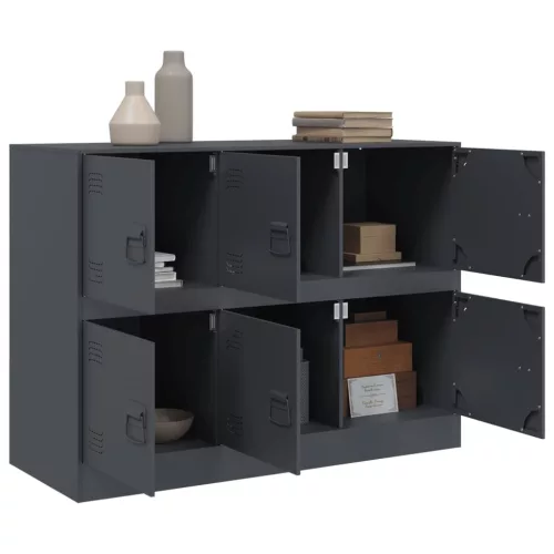  antracitszürke acél tálalószekrény 99x39x73 cm