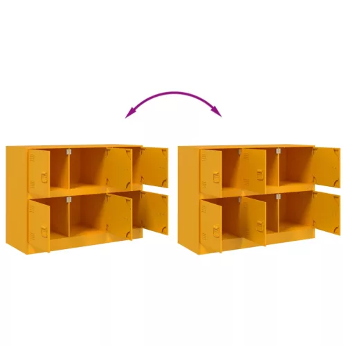  mustársárga acél tálalószekrény 99x39x73 cm