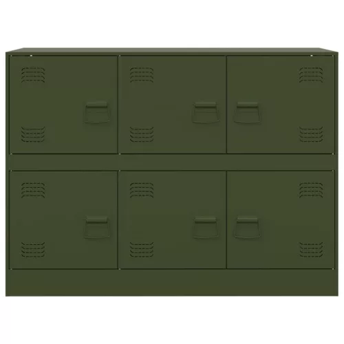  olívazöld acél tálalószekrény 99x39x73 cm