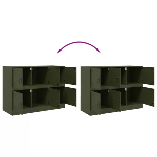  olívazöld acél tálalószekrény 99x39x73 cm