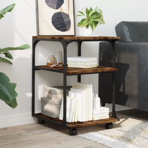  3 szintes füstös tölgy színű nyomtatóállvány 43 x 48 x 64 cm