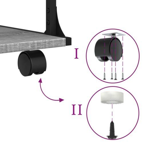  3 szintes szürke sonoma színű nyomtatóállvány 43 x 48 x 64 cm