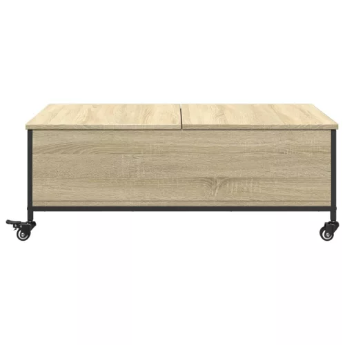  sonoma tölgy szerelt fa dohányzóasztal kerekekkel 91x55x34cm