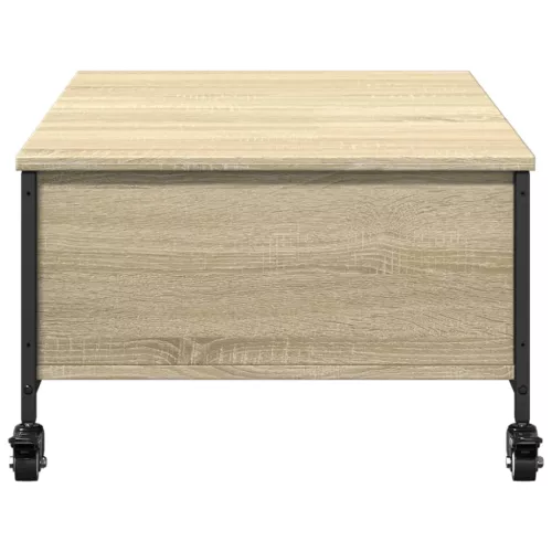  sonoma tölgy szerelt fa dohányzóasztal kerekekkel 91x55x34cm