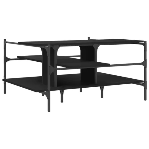  fekete szerelt fa dohányzóasztal 100 x 100 x 48,5 cm