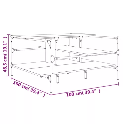  fekete szerelt fa dohányzóasztal 100 x 100 x 48,5 cm