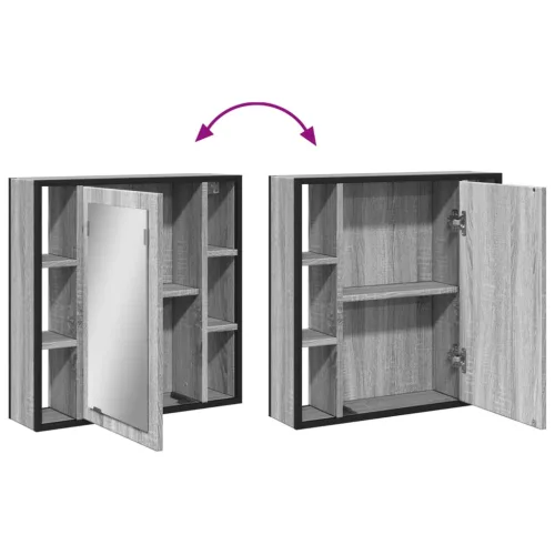  szürke sonoma színű szerelt fa tükrös szekrény 60x16x60 cm