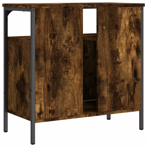  füstölt tölgy szerelt fa fürdőszobai mosdószekrény 60x30x60 cm