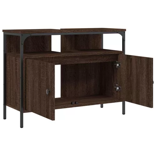  barna tölgy szerelt fa fürdőszobai mosdószekrény 80x30x60 cm