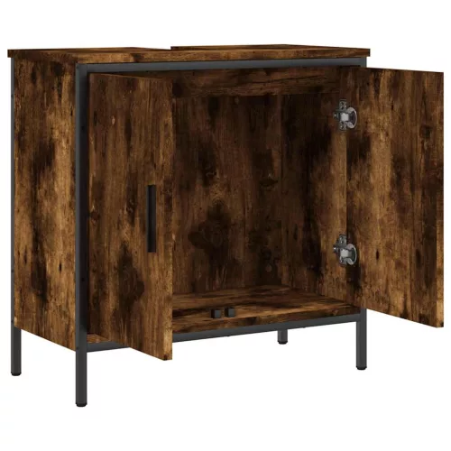  füstölt tölgy szerelt fa fürdőszobai mosdószekrény 60x30x60 cm