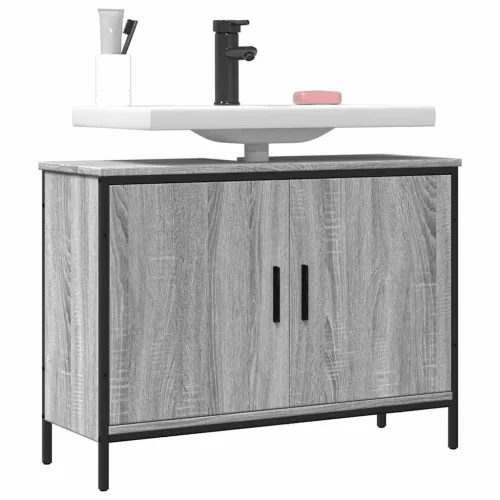  szürke sonoma szerelt fa fürdőszobai mosdószekrény 80x30x60 cm