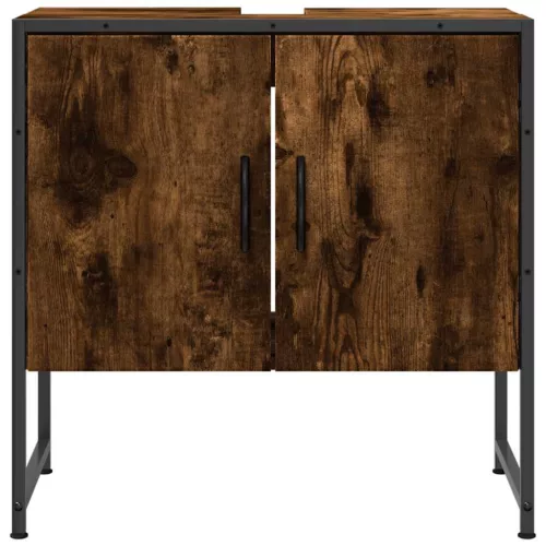  füstölt tölgy szerelt fa fürdőszobai mosdószekrény 60x33x60 cm