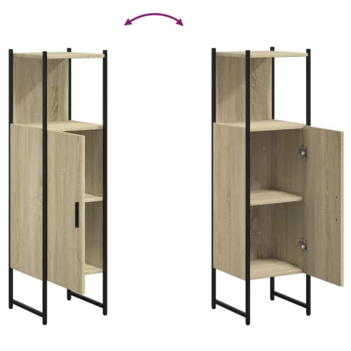  sonoma tölgyszínű szerelt fa fürdőszobaszekrény 33x33x120,5 cm