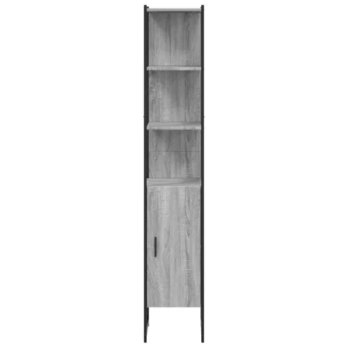  szürke sonoma színű szerelt fa fürdőszobaszekrény 33x33x185,5cm