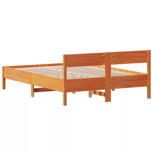  viaszbarna tömör fenyőfa ágy matrac nélkül 150 x 200 cm